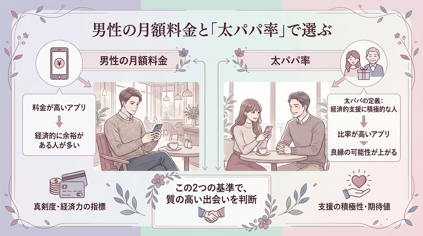 男性の月額料金と「太パパ率」で選ぶ